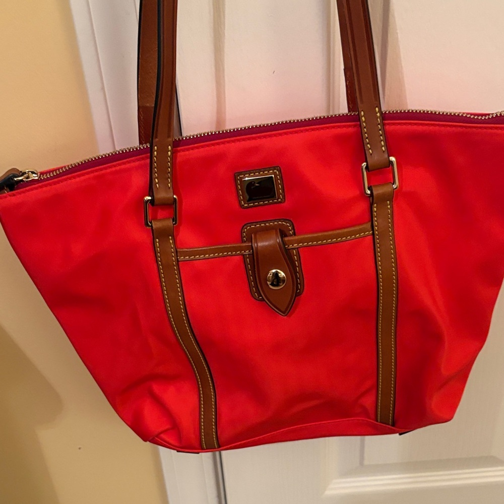 Dooney & Bourke Red and Brown Tote Bag